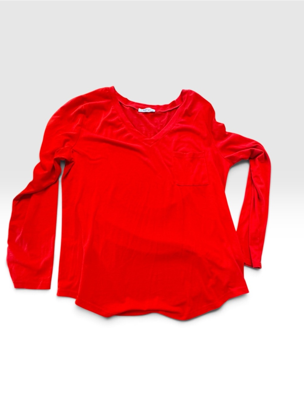 Everyday V-Neck Long Sleeve Tee in Red - Picture 2 of 6